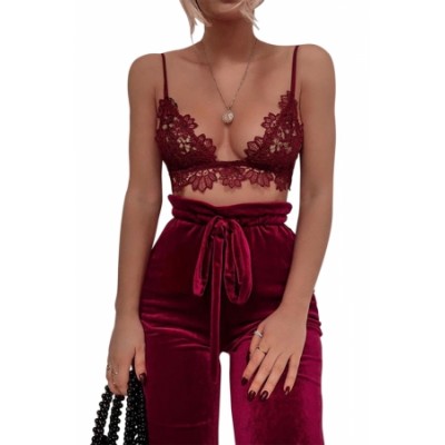 Red Crochet Lace Bralette Top White